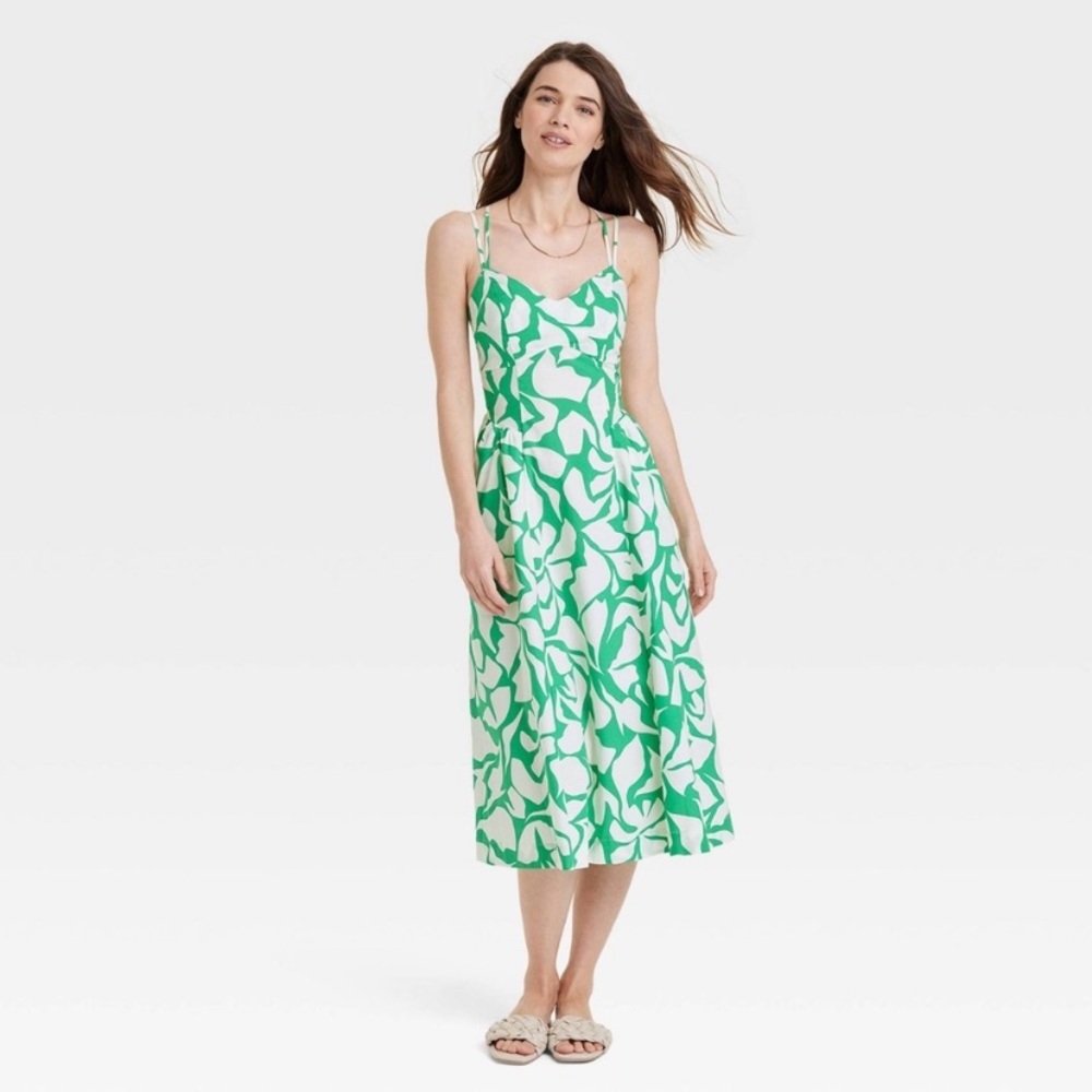 A New Day Women's Sleeveless Midi Dress - Green Floral